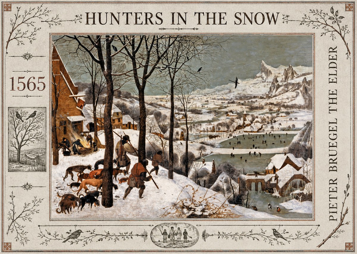 Pieter Bruegel Hunters in the Snow No2 - Poszter