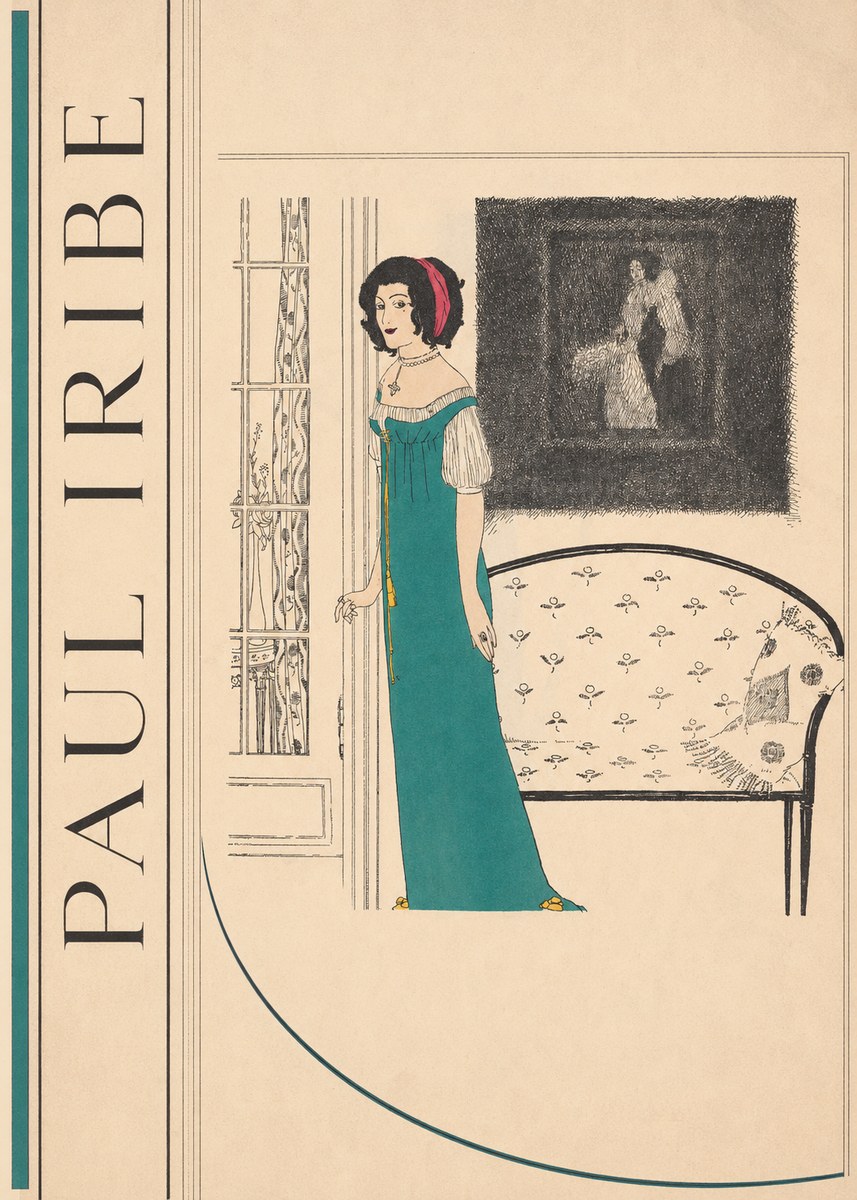 Paul Iribe Woman in Teal Gown No2 - Poszter