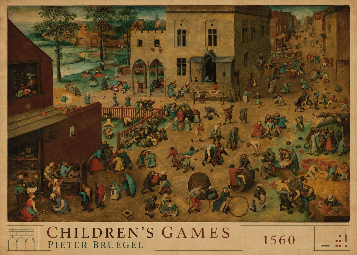 Pieter Bruegel Children's Games IV No2 - Poszter