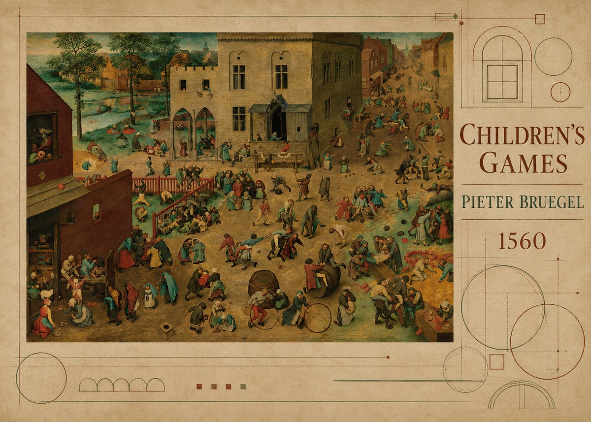 Pieter Bruegel Children's Games IV No5 - Poszter