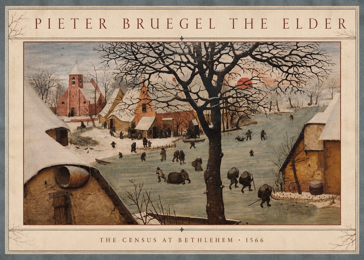 Pieter Bruegel The Census at Bethlehem V No3 - Poszter