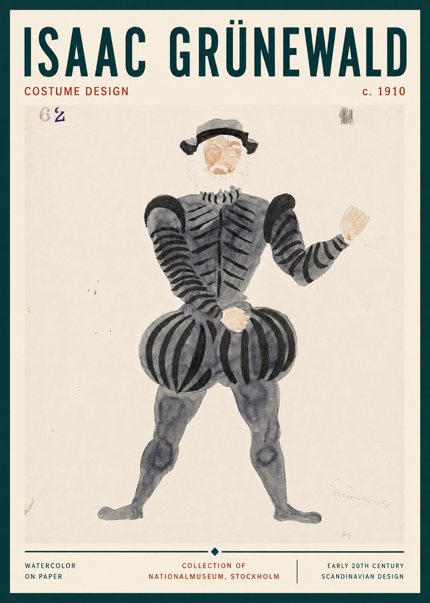 Isaac Grünewald Costume Design C. 1910 No3 - Poszter