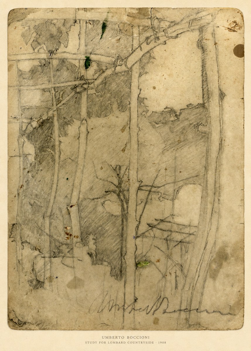 Umberto Boccioni Study for Lombard Countryside No6 - Poszter