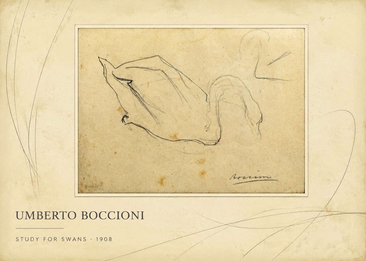 Umberto Boccioni Study for Swans No2 - Poszter
