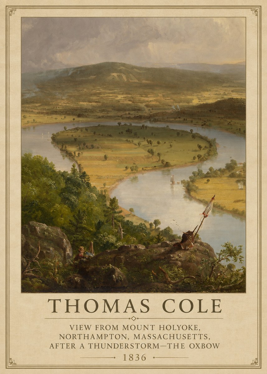 Thomas Cole View from Mount Holyoke, Northampton, Massachusetts, After a Thunderstorm—the Oxbow III No3 - Poszter