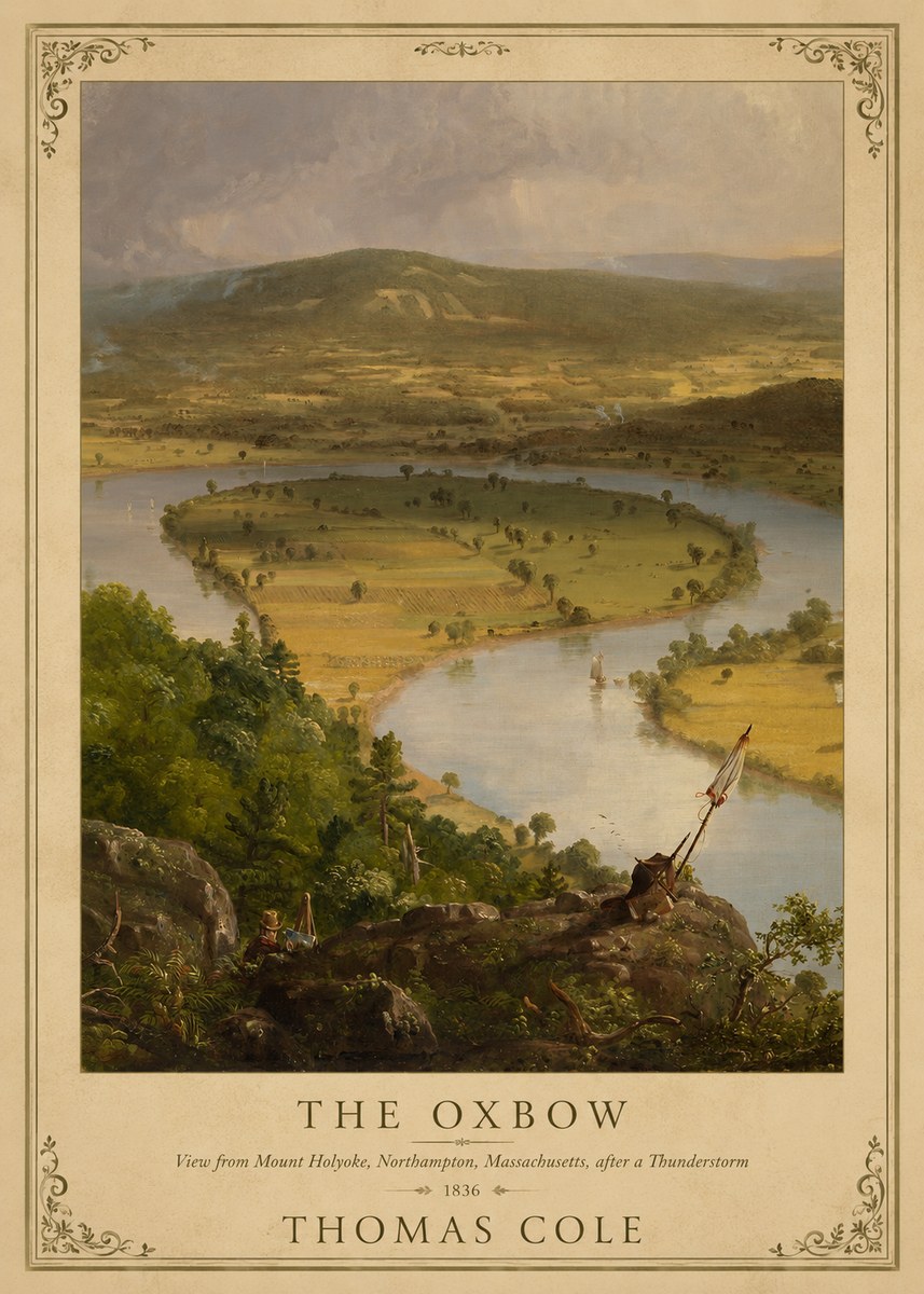 Thomas Cole View from Mount Holyoke, Northampton, Massachusetts, After a Thunderstorm—the Oxbow III No4 - Poszter