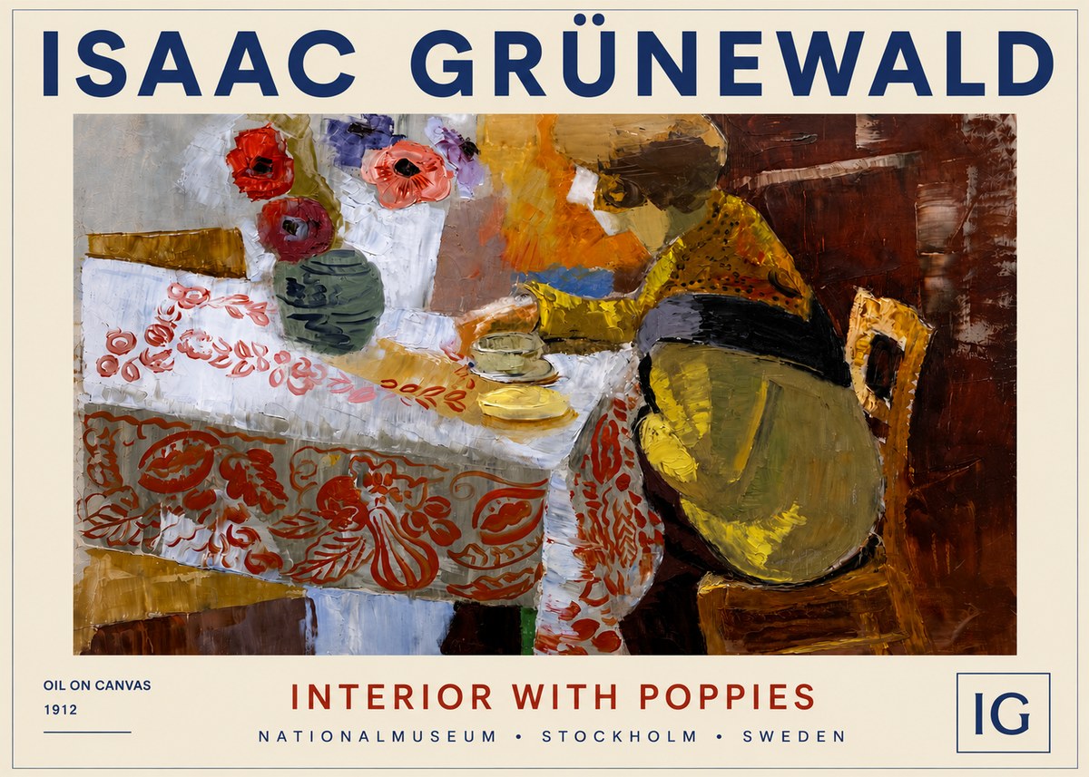 Isaac Grünewald Interior with Poppies No4 - Poszter
