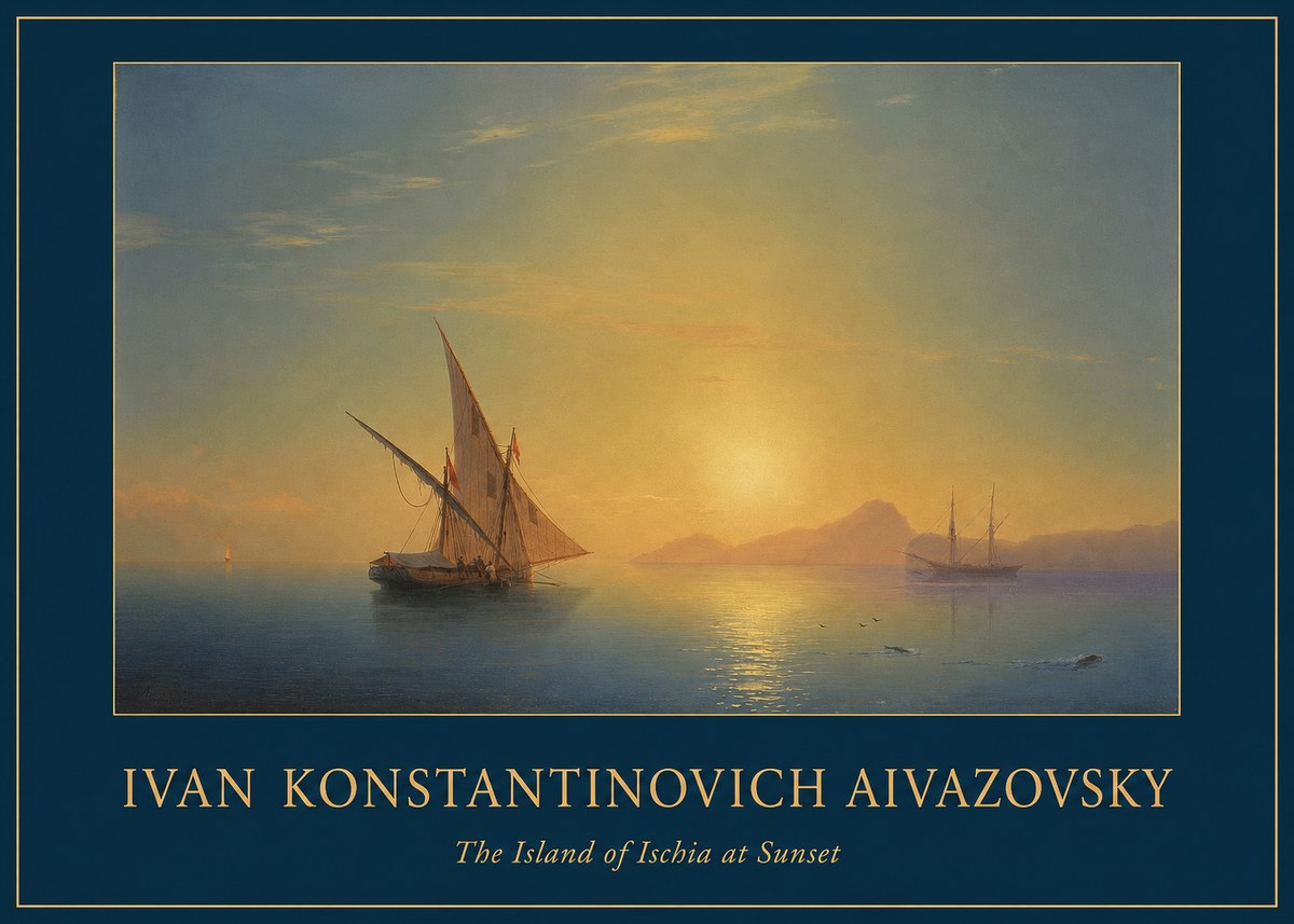 Ivan Konstantinovich Aivazovsky The Island of Ischia at Sunset No1 - Poszter