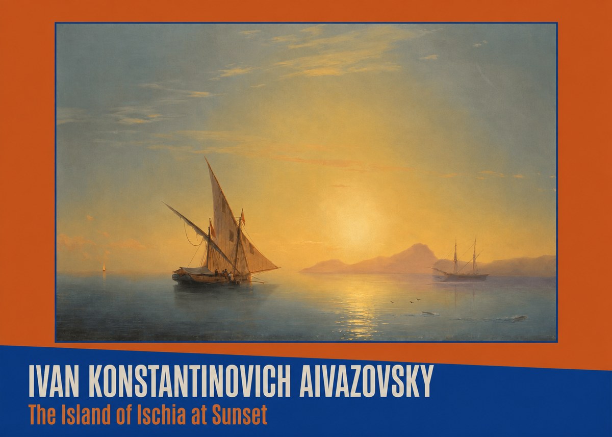 Ivan Konstantinovich Aivazovsky The Island of Ischia at Sunset No2 - Poszter