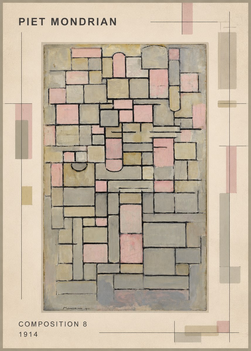 Piet Mondrian Composition 8 No1 - Poszter