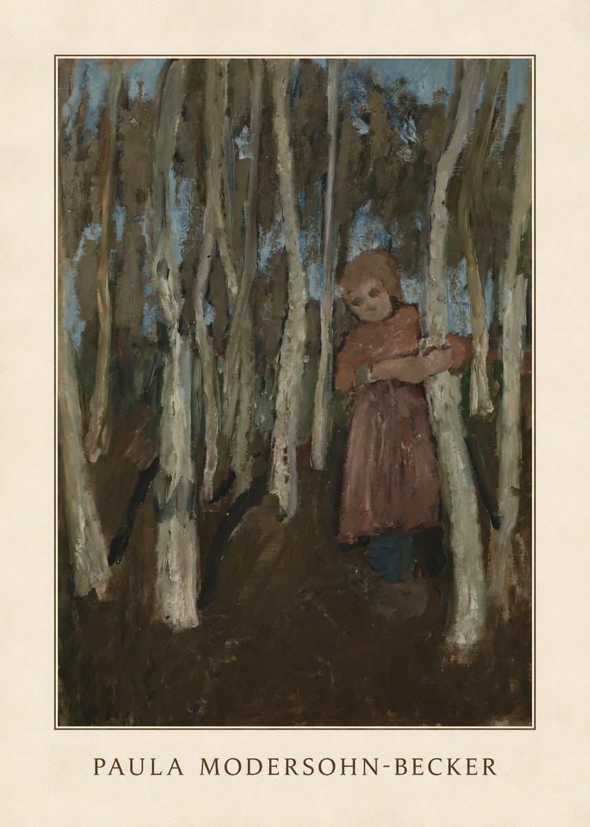 Paula Modersohn-Becker Girl in a Birch Forest No3 - Poszter