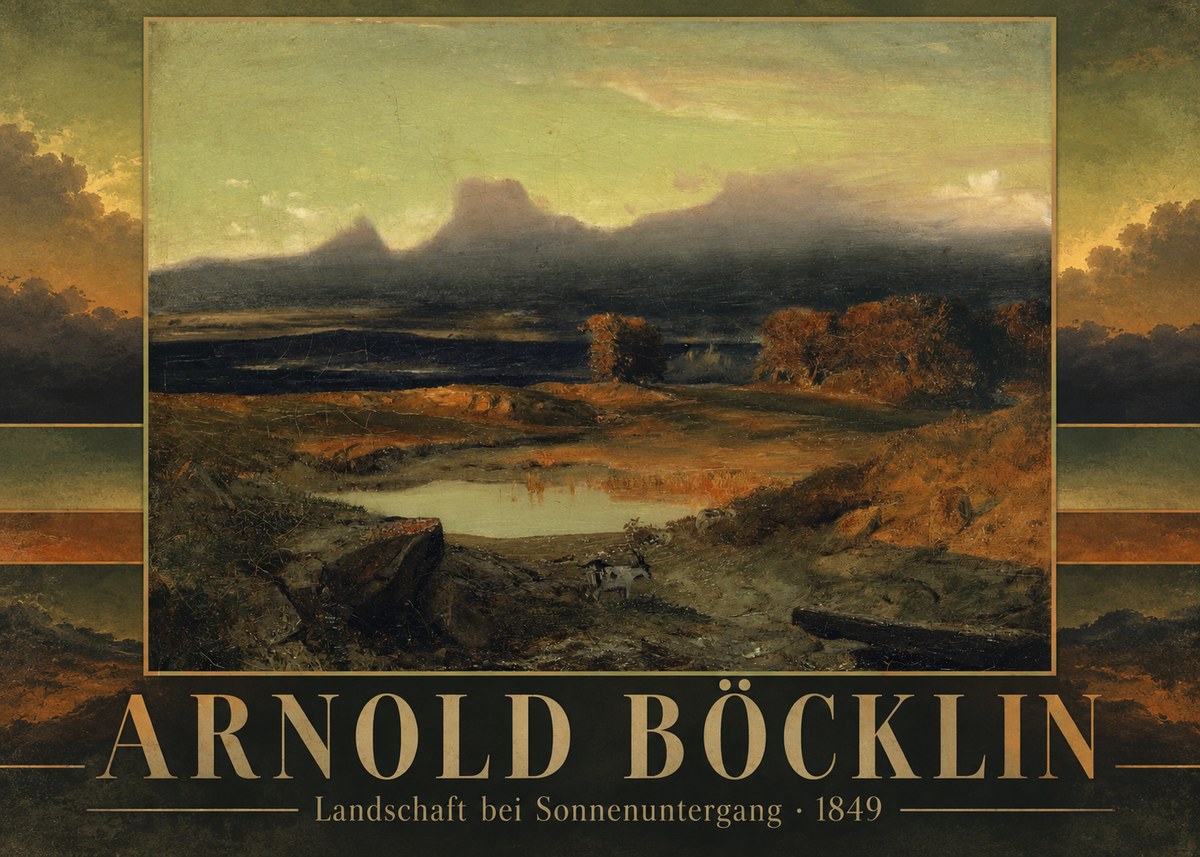 Arnold Böcklin Landschaft Bei Sonnenuntergang No5 - Poszter