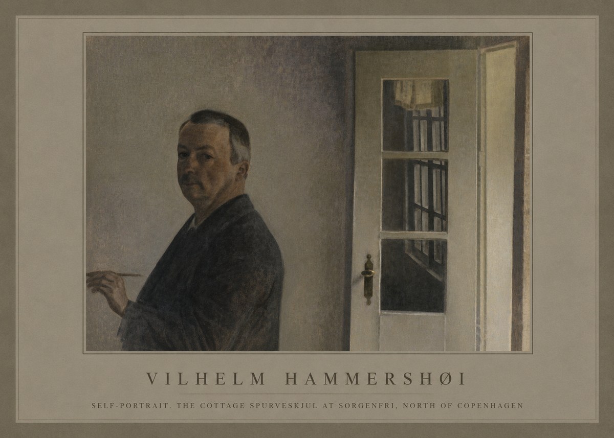 Vilhelm Hammershøi Self-portrait. the Cottage Spurveskjul at Sorgenfri, North of Copenhagen No1 - Poszter