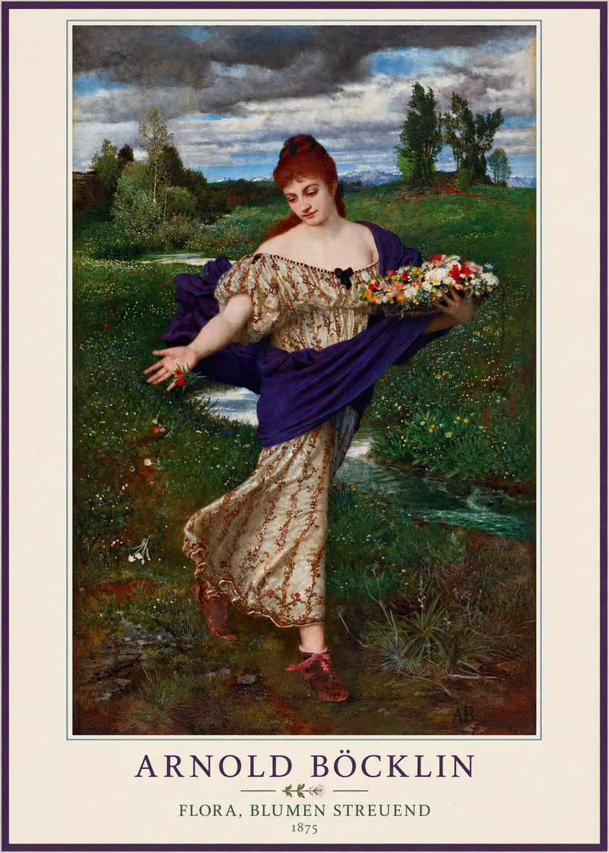 Arnold Böcklin Flora, Blumen Streuend II No4 - Poszter