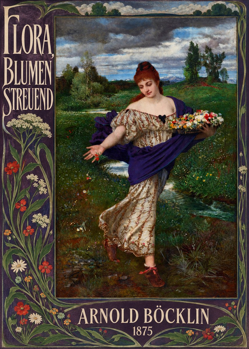 Arnold Böcklin Flora, Blumen Streuend II No5 - Poszter
