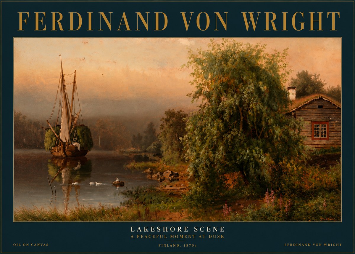 Ferdinand von Wright Lakeshore Scene No3 - Poszter
