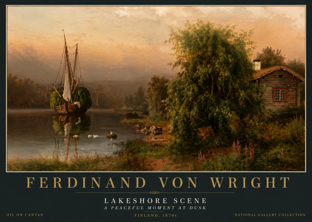 Ferdinand von Wright Lakeshore Scene No6 - Poszter