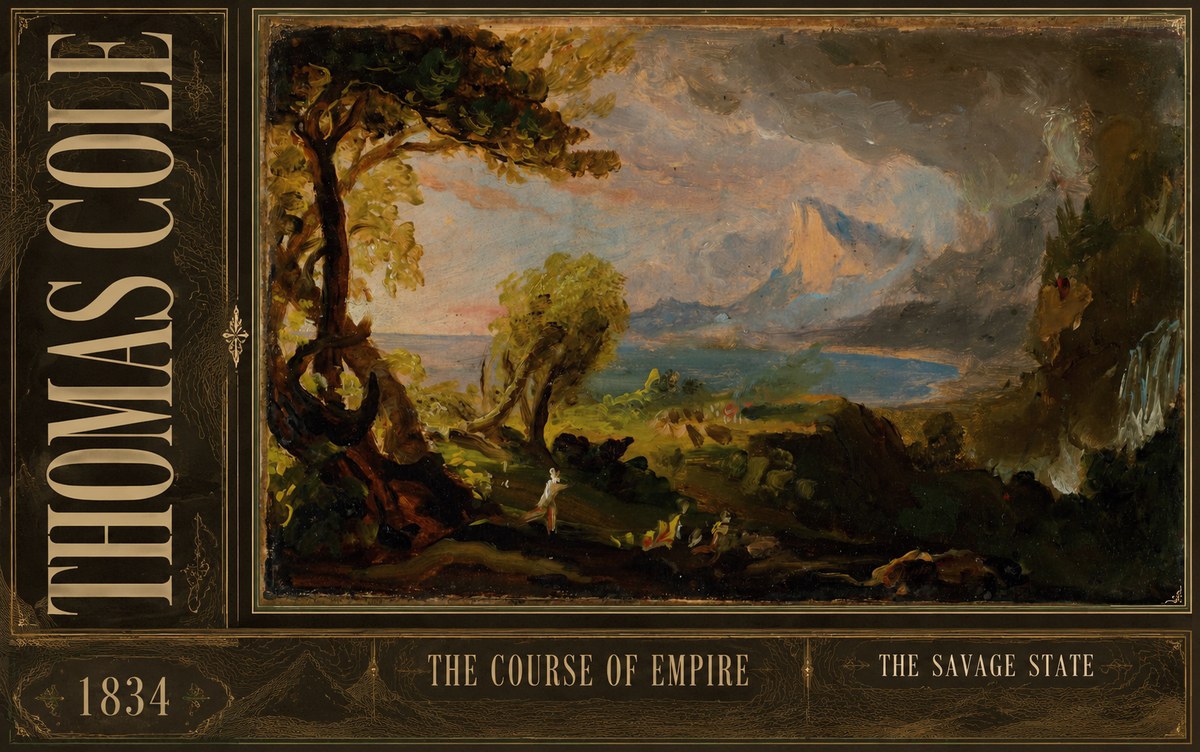 Thomas Cole The Course of Empire: the Savage State II No3 - Poszter
