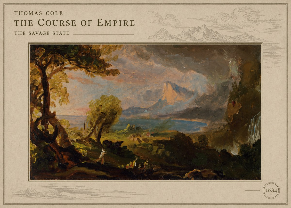 Thomas Cole The Course of Empire: the Savage State II No5 - Poszter