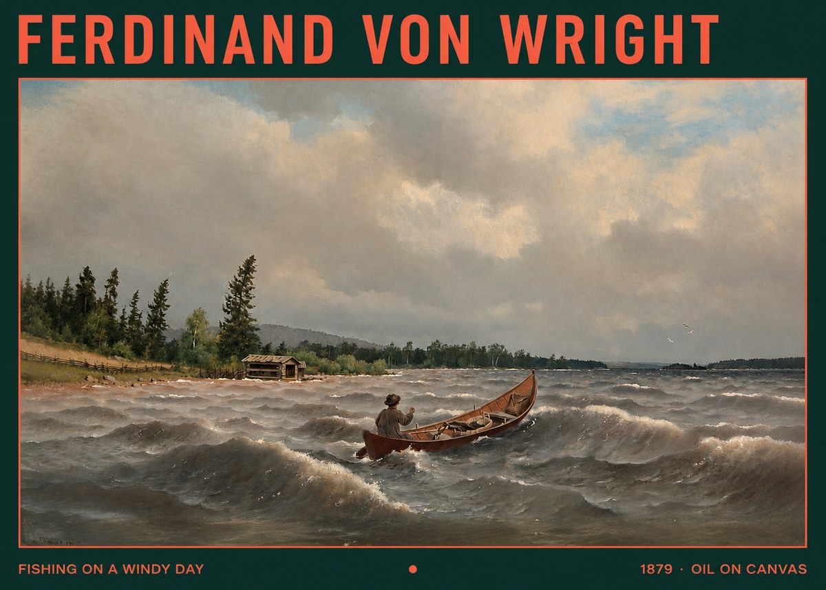 Ferdinand von Wright Fishing on a Windy Day No2 - Poszter