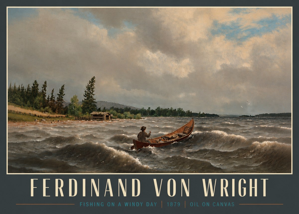 Ferdinand von Wright Fishing on a Windy Day No4 - Poszter