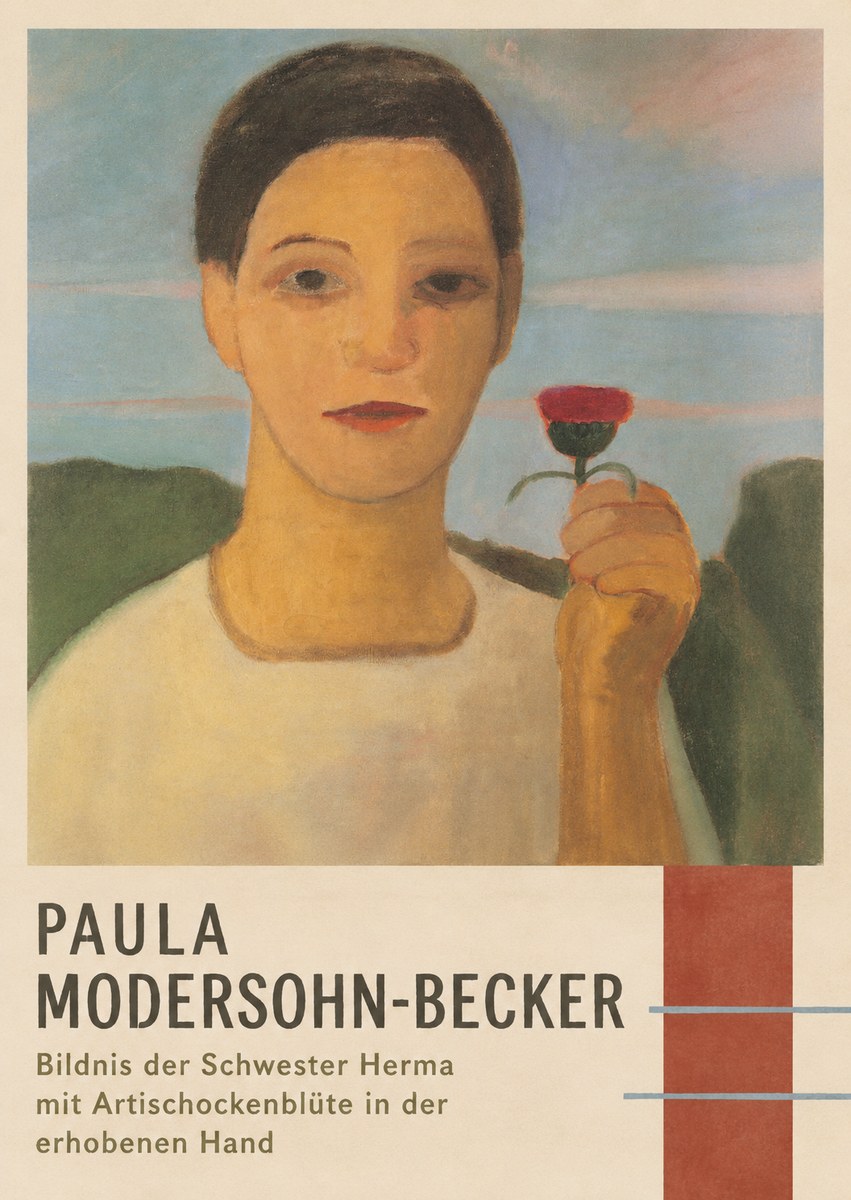 Paula Modersohn-Becker Bildnis Der Schwester Herma Mit Artischockenblüte in Der Erhobenen Hand No4 - Poszter