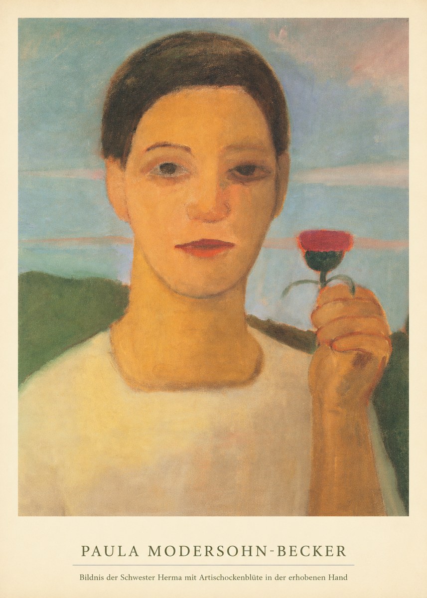 Paula Modersohn-Becker Bildnis Der Schwester Herma Mit Artischockenblüte in Der Erhobenen Hand No6 - Poszter