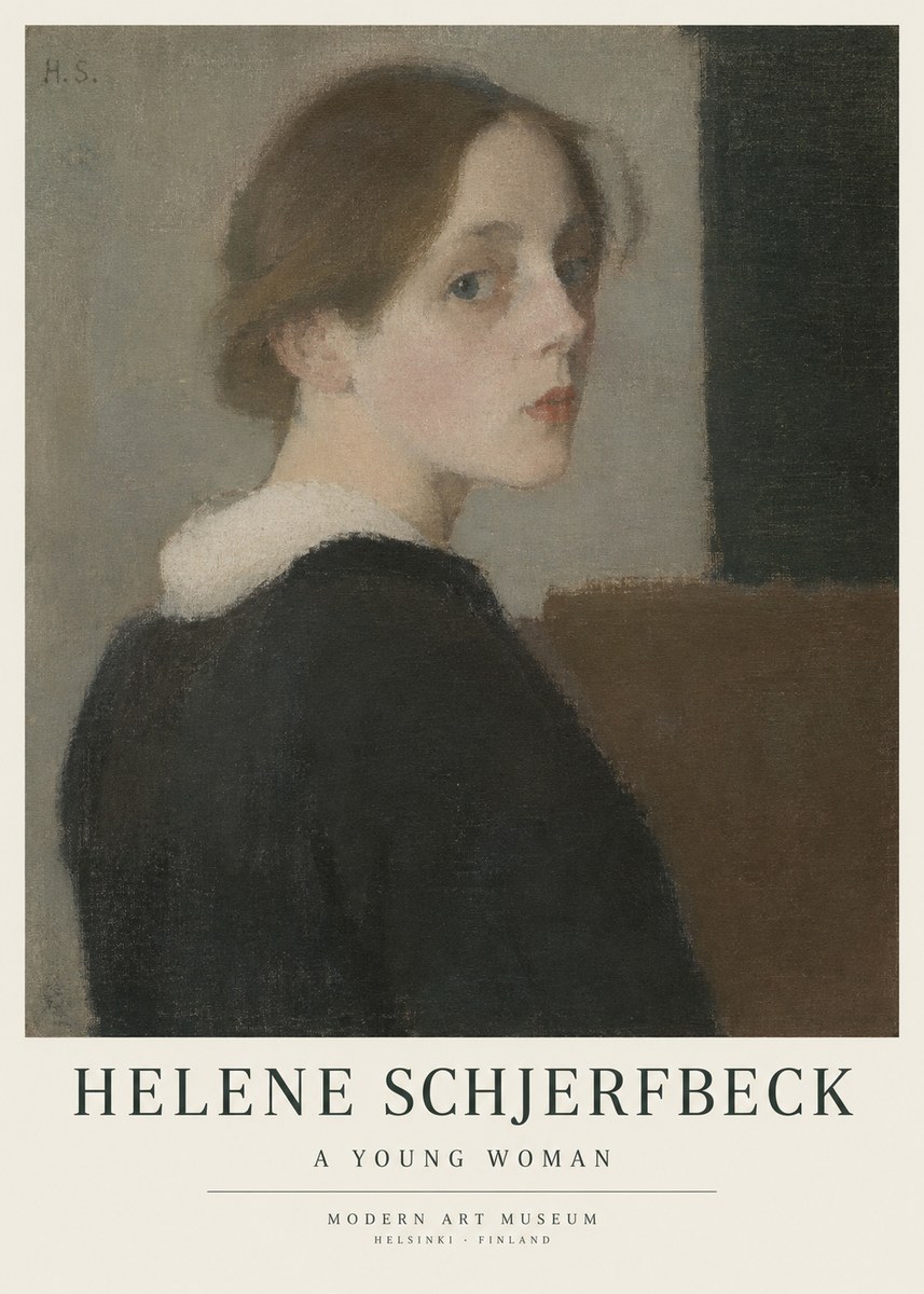 Helene Schjerfbeck The Little Girl Arranging a Twig No5 - Poszter