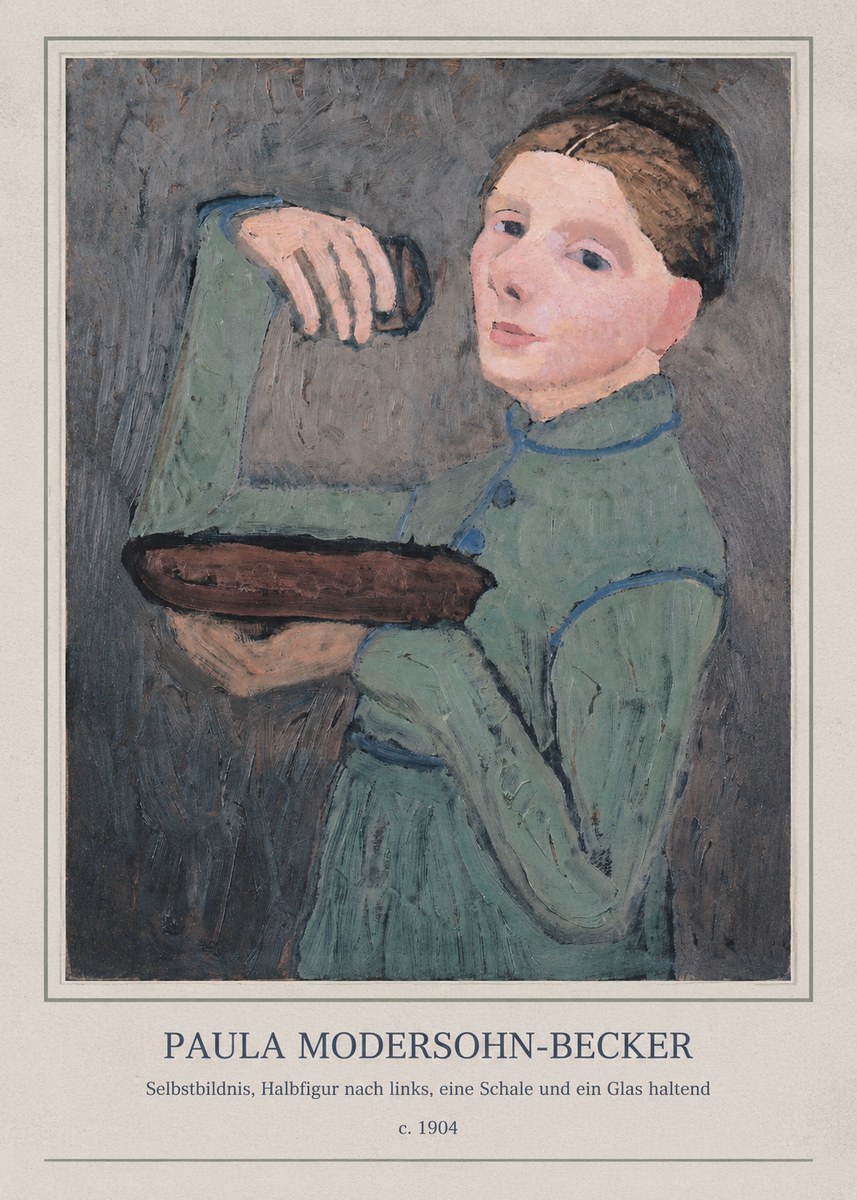 Paula Modersohn-Becker Selbstbildnis, Halbfigur Nach Links, Eine Schale Und Ein Glas Haltend No4 - Poszter