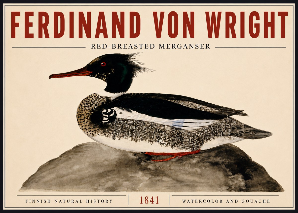 Ferdinand von Wright Red-breasted Merganser No6 - Poszter