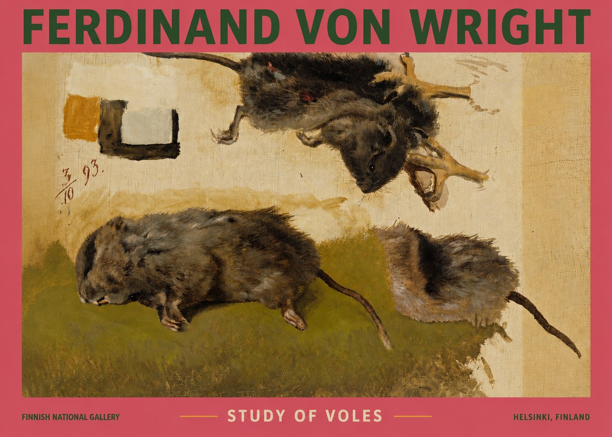 Ferdinand von Wright Studies of Lemmings No4 - Poszter