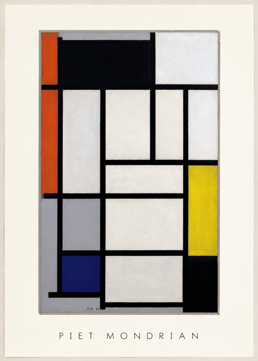 Piet Mondrian Composition with Red, Blue and Yellow No3 - Poszter