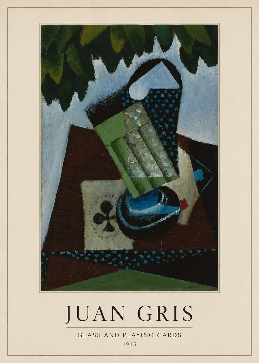 Juan Gris Glass and Playing Cards No3 - Poszter