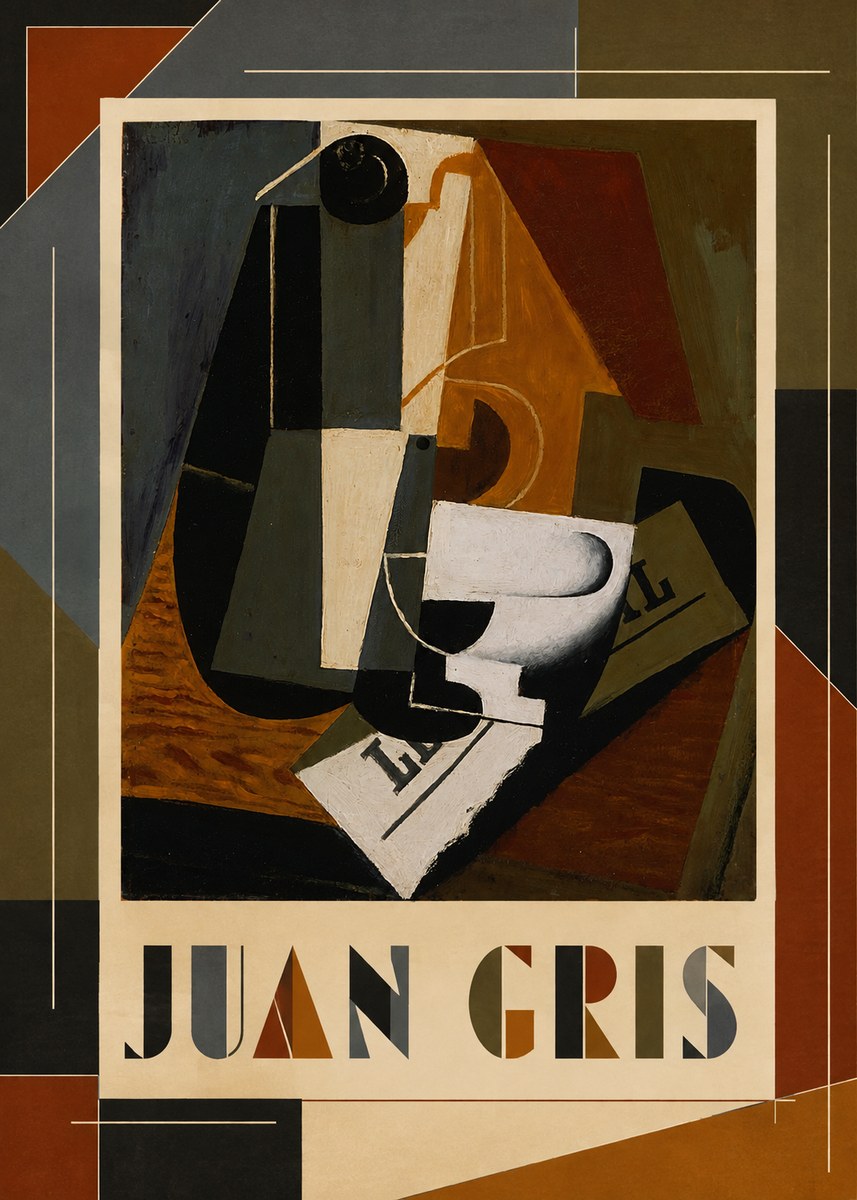 Juan Gris Glass and Bottle No1 - Poszter