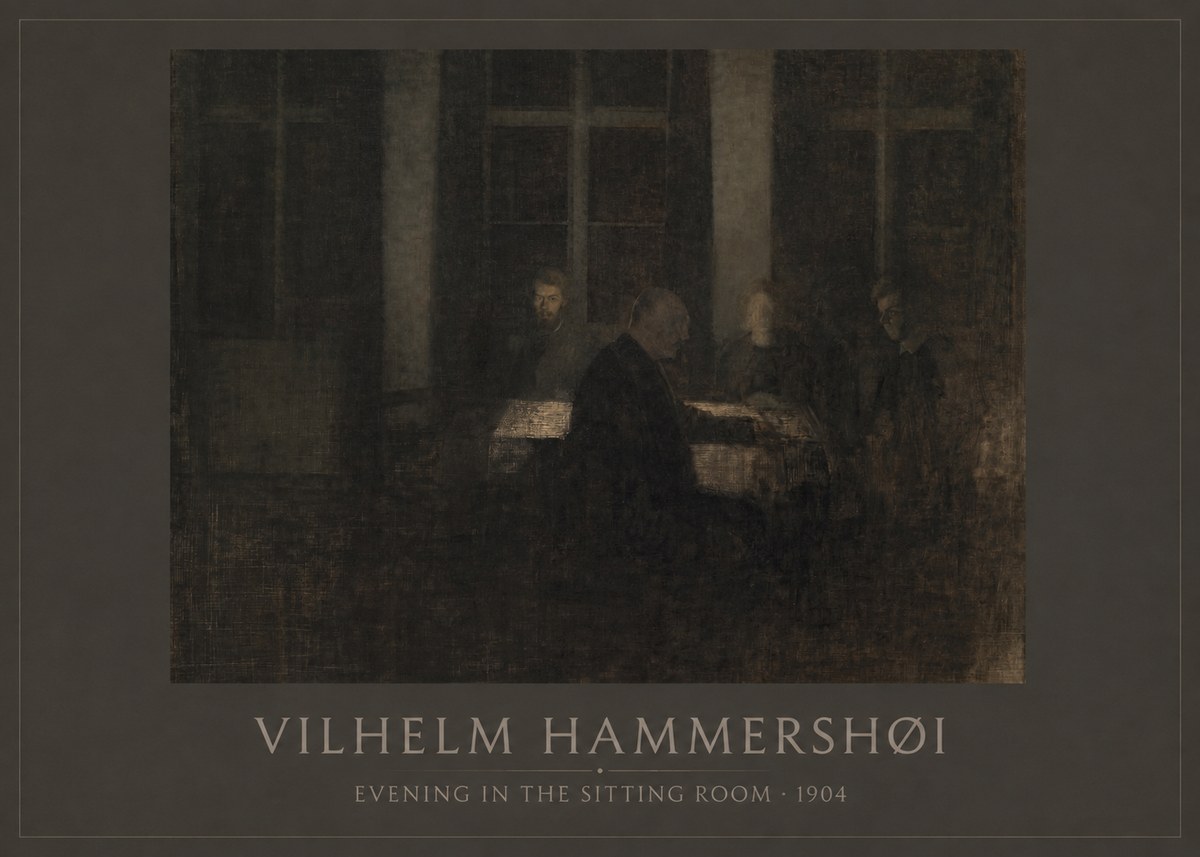 Vilhelm Hammershøi Evening in the Sitting Room No1 - Poszter