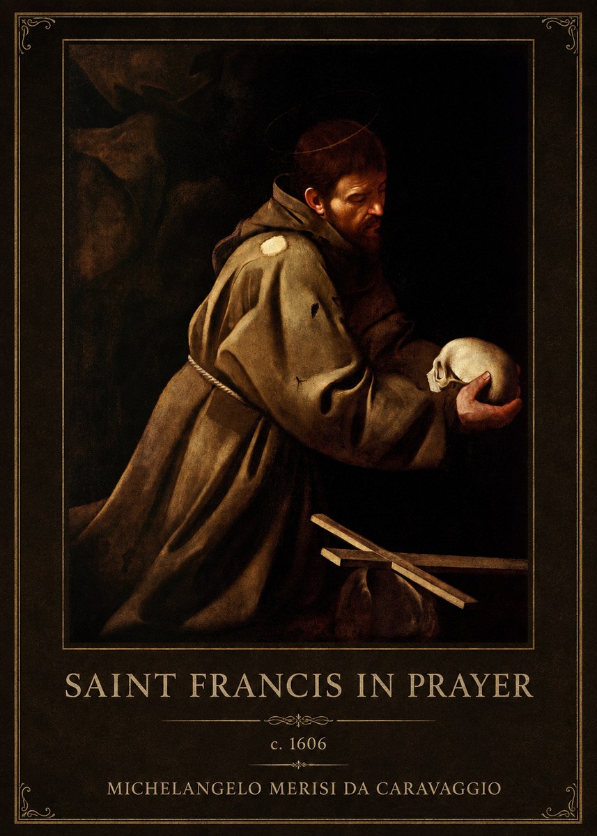 Michelangelo Merisi da Caravaggio Saint Francis in Prayer II No1 - Poszter