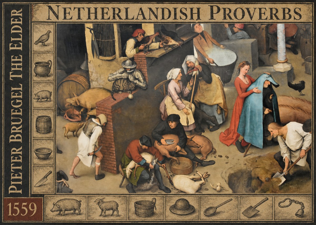 Pieter Bruegel Netherlandish Proverbs VIII No6 - Poszter