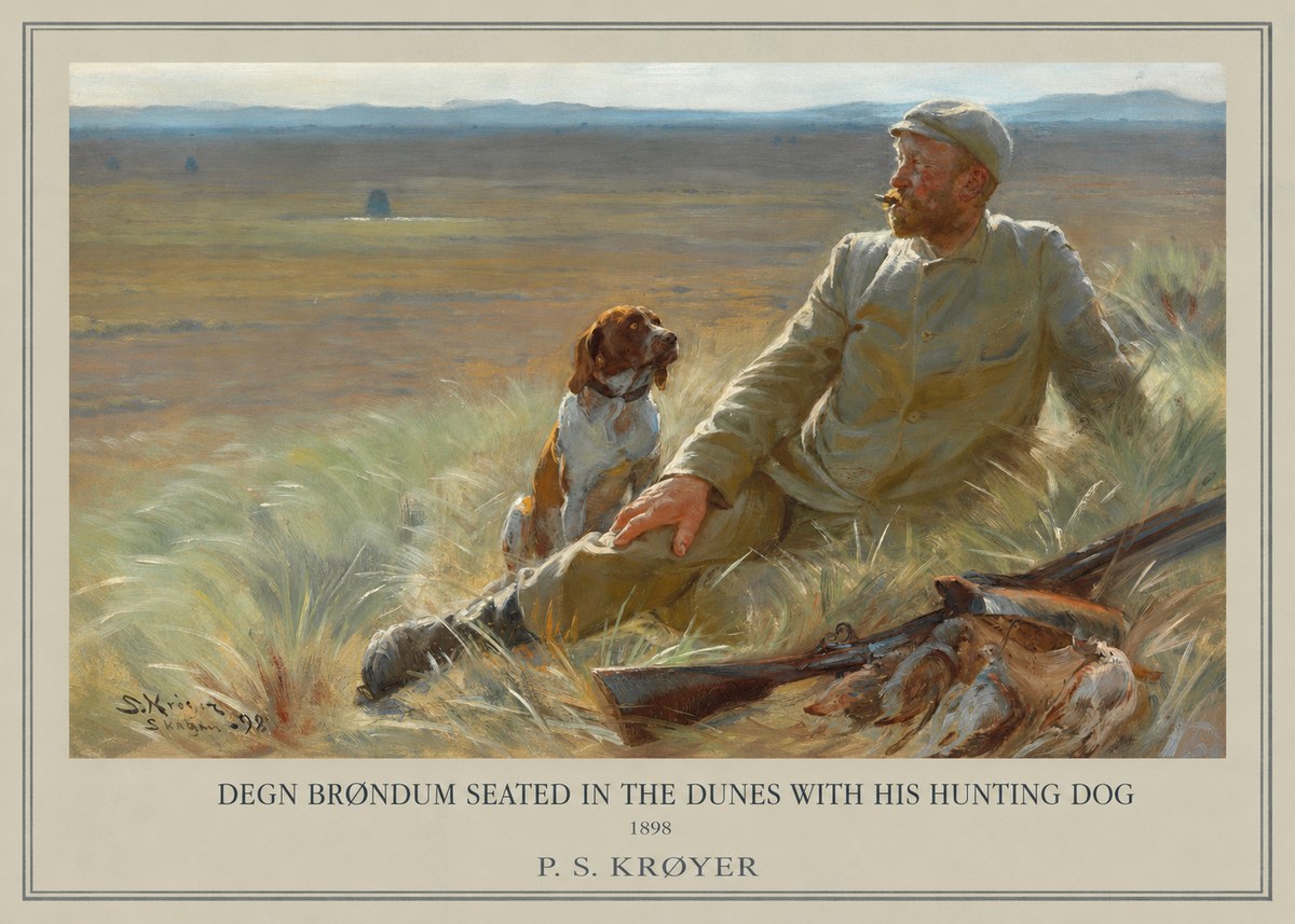 P.S. Krøyer Degn Brøndum Seated in the Dunes with His Hunting Dog No1 - Poszter