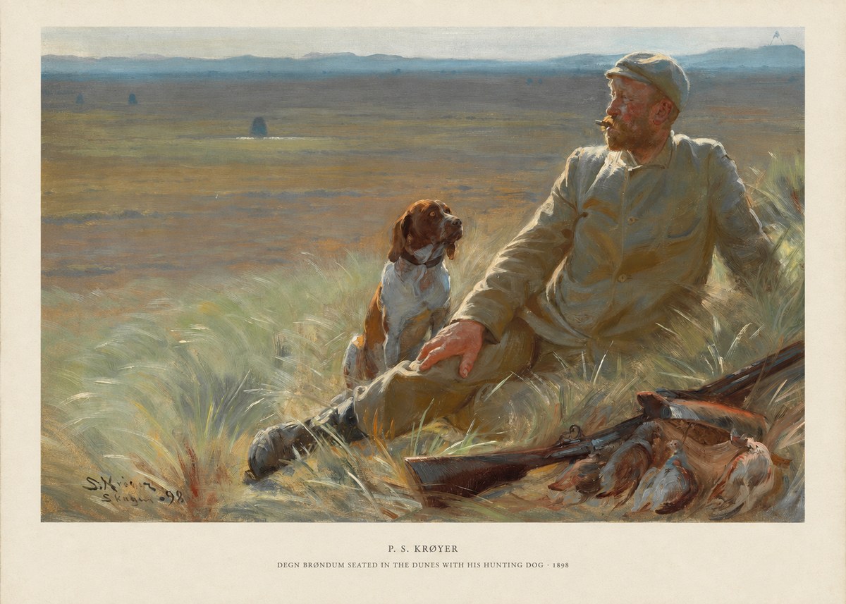 P.S. Krøyer Degn Brøndum Seated in the Dunes with His Hunting Dog No5 - Poszter