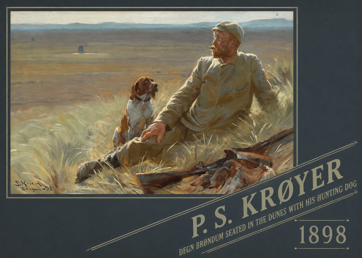 P.S. Krøyer Degn Brøndum Seated in the Dunes with His Hunting Dog No6 - Poszter