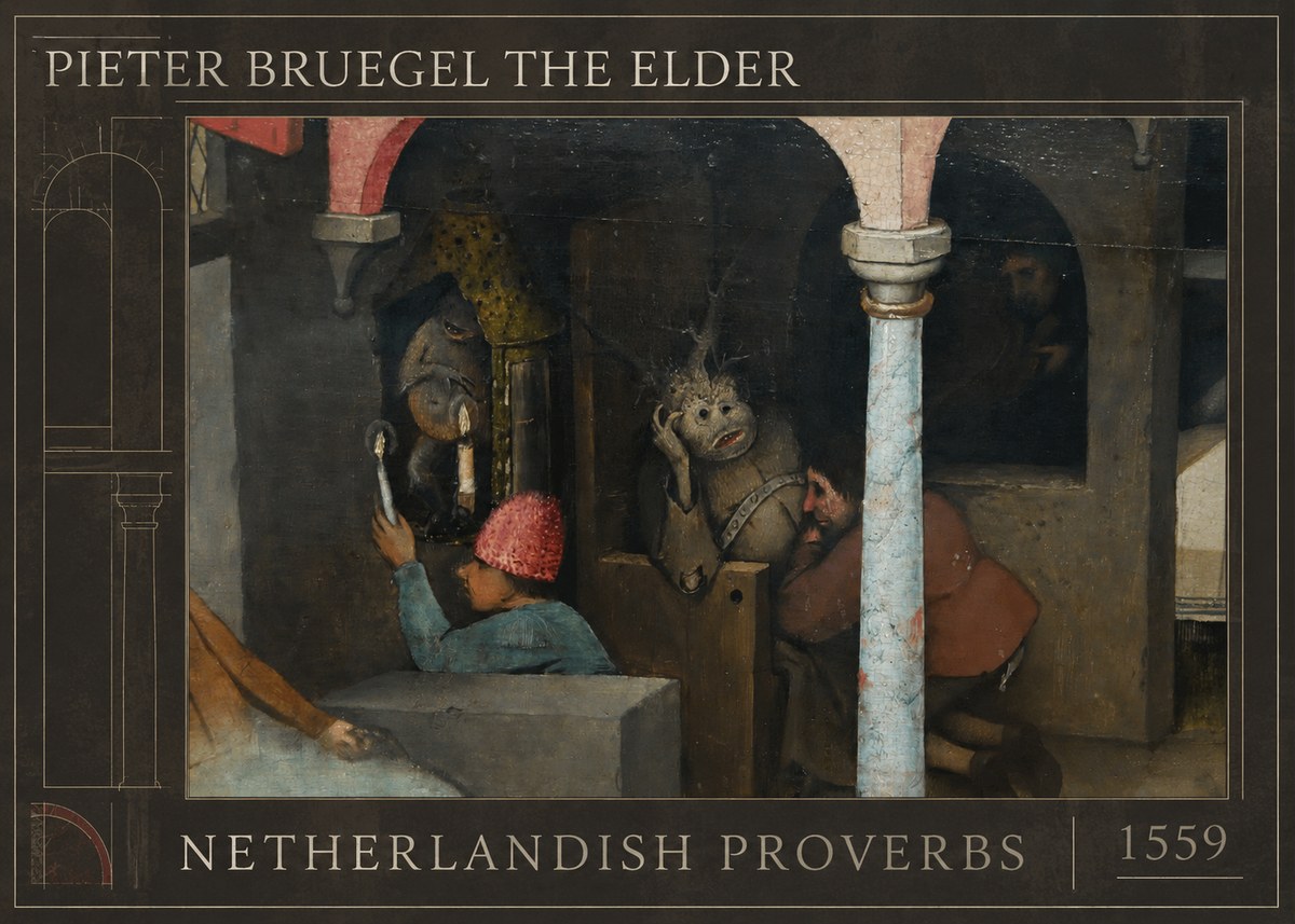 Pieter Bruegel Netherlandish Proverbs IX No1 - Poszter