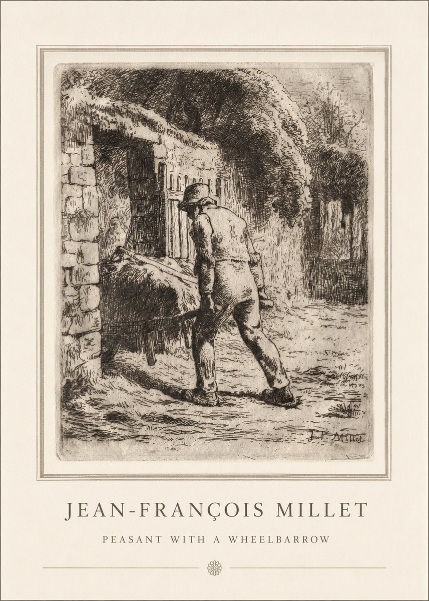 Jean-François Millet Peasant with a Wheelbarrow No4 - Poszter