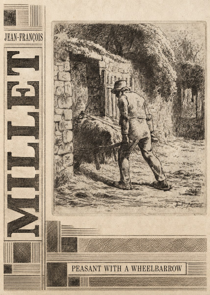 Jean-François Millet Peasant with a Wheelbarrow No5 - Poszter