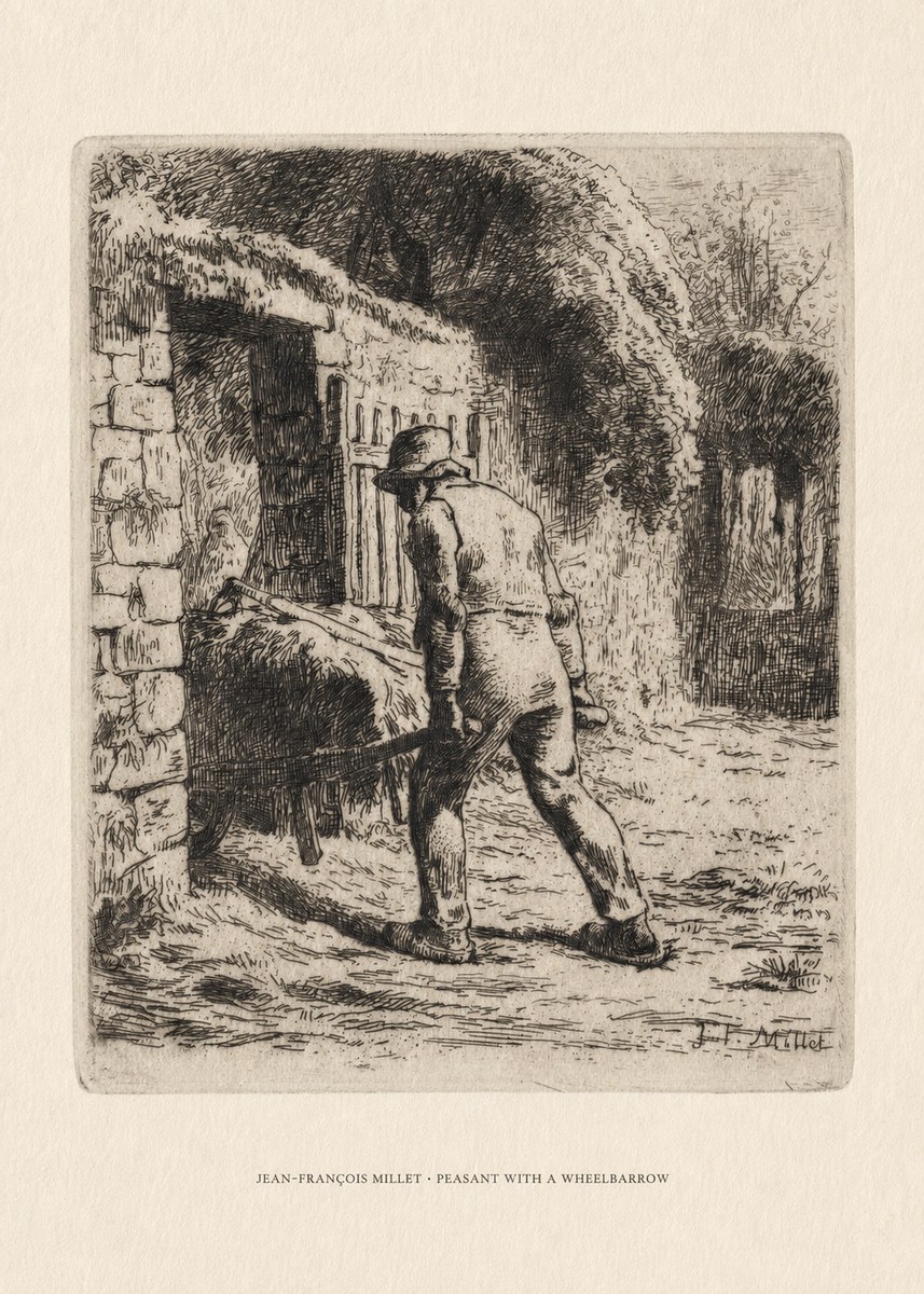 Jean-François Millet Peasant with a Wheelbarrow No6 - Poszter
