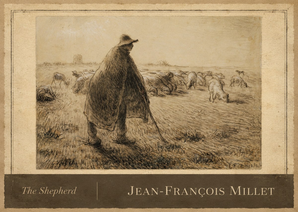Jean-François Millet The Shepherd No3 - Poszter