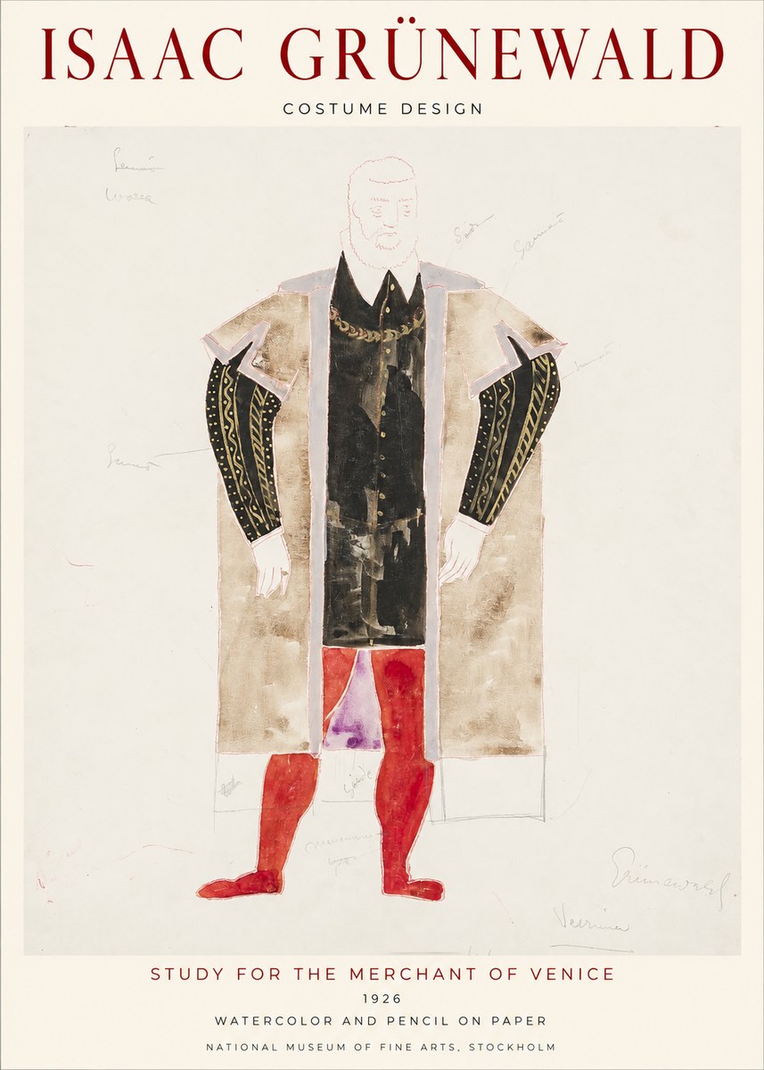 Isaac Grünewald Study for the Merchant of Venice No1 - Poszter