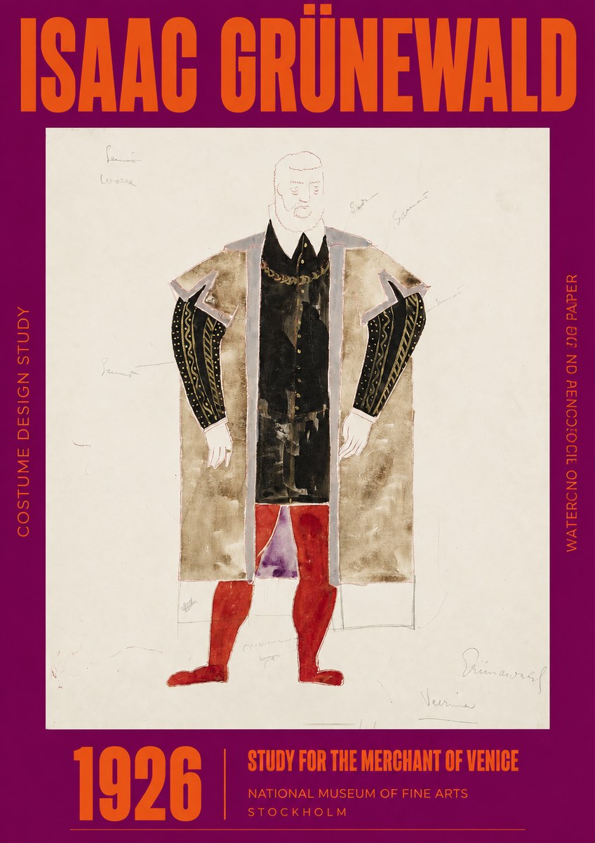 Isaac Grünewald Study for the Merchant of Venice No2 - Poszter