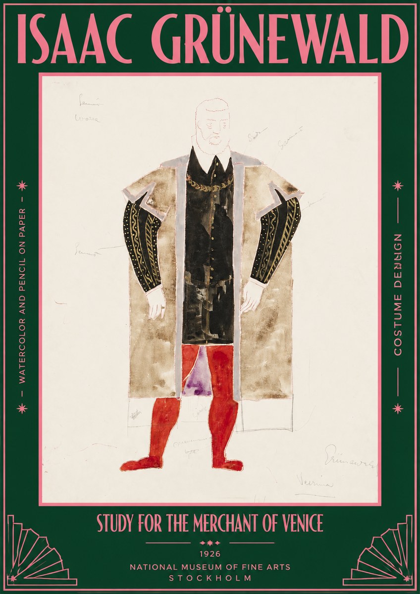 Isaac Grünewald Study for the Merchant of Venice No3 - Poszter