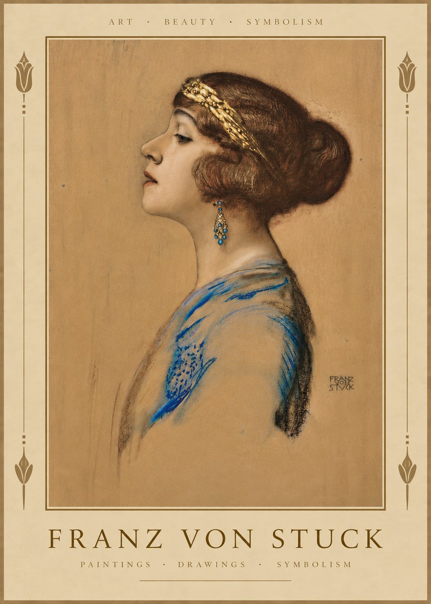 Franz von Stuck Head of a Girl No4 - Poszter