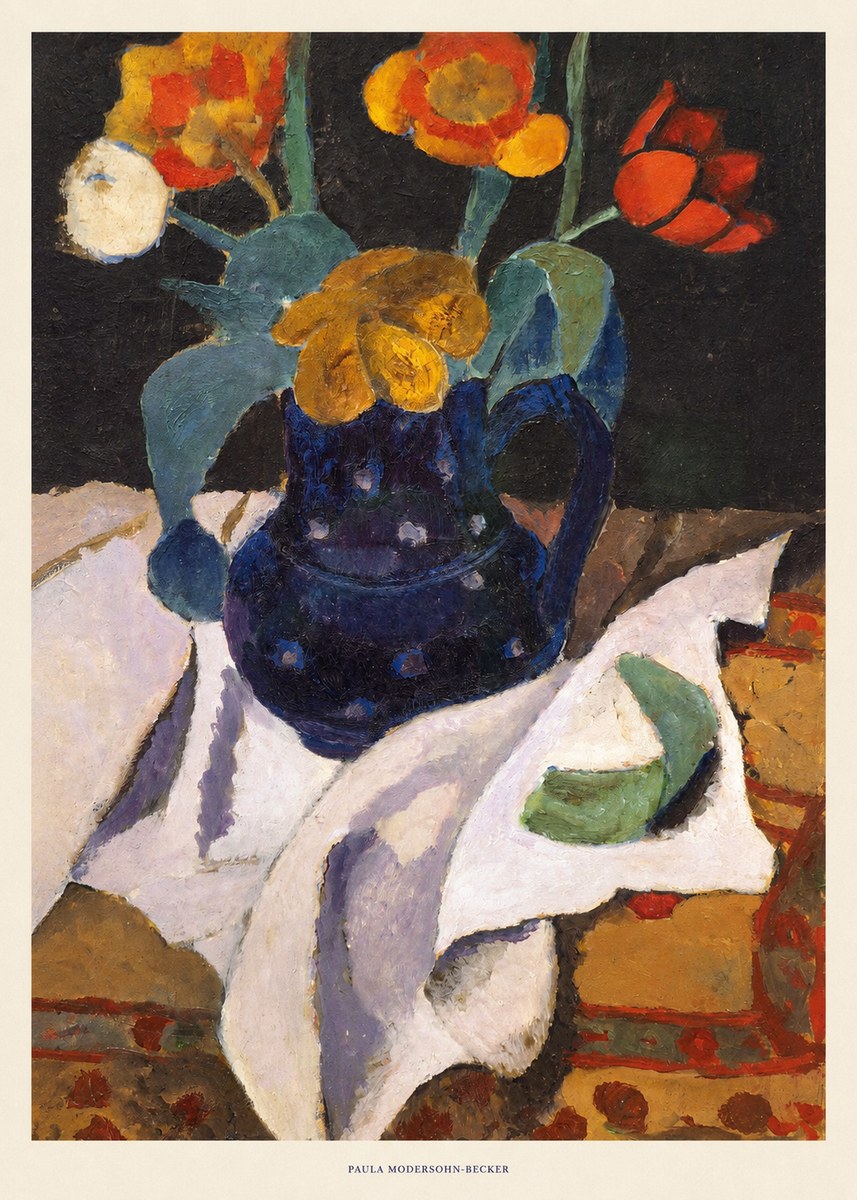Paula Modersohn-Becker Still Life with Blue Jug and Flowers No6 - Poszter